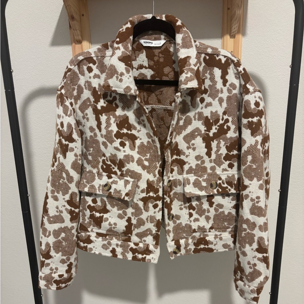 Sonoma Brown and White Patterned Jacket NWT L